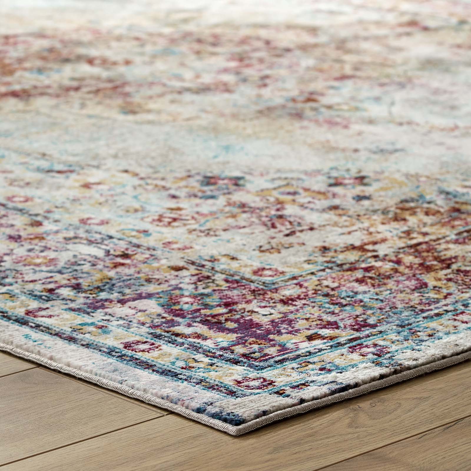 Success Merritt Transitional Distressed Floral Vintage Medallion Area Rug by Modway