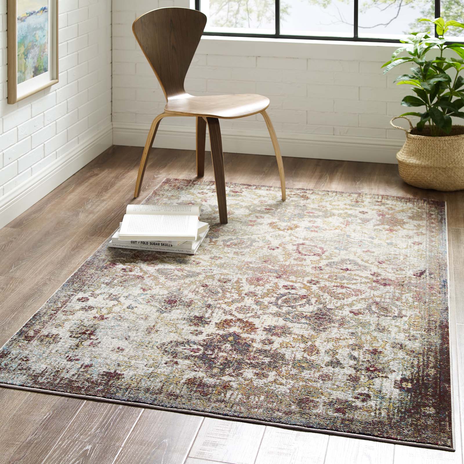 Success Kaede Distressed Vintage Floral Moroccan Trellis Area Rug by Modway