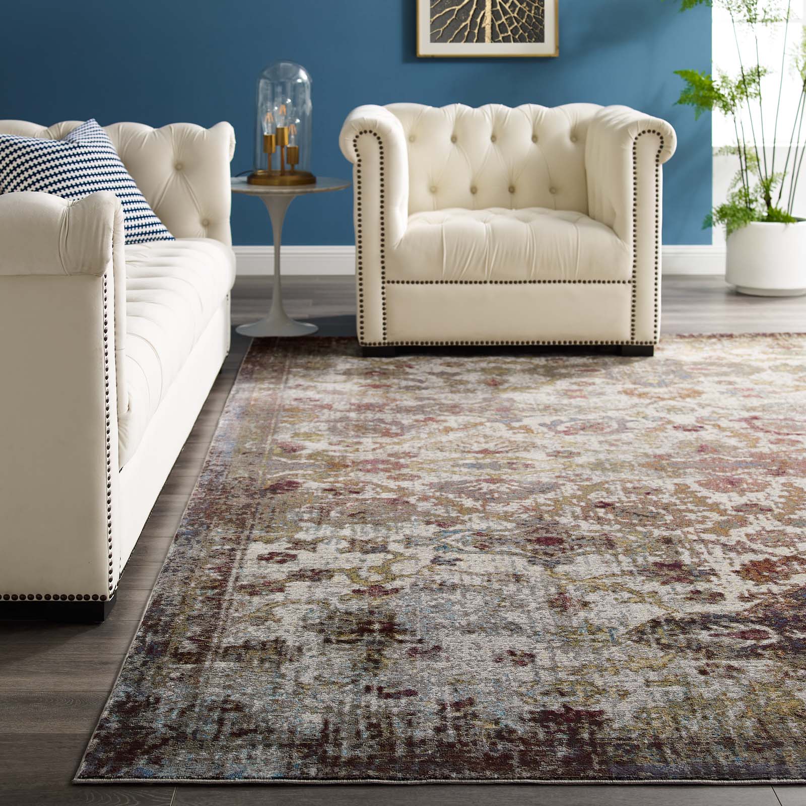 Success Kaede Distressed Vintage Floral Moroccan Trellis Area Rug by Modway
