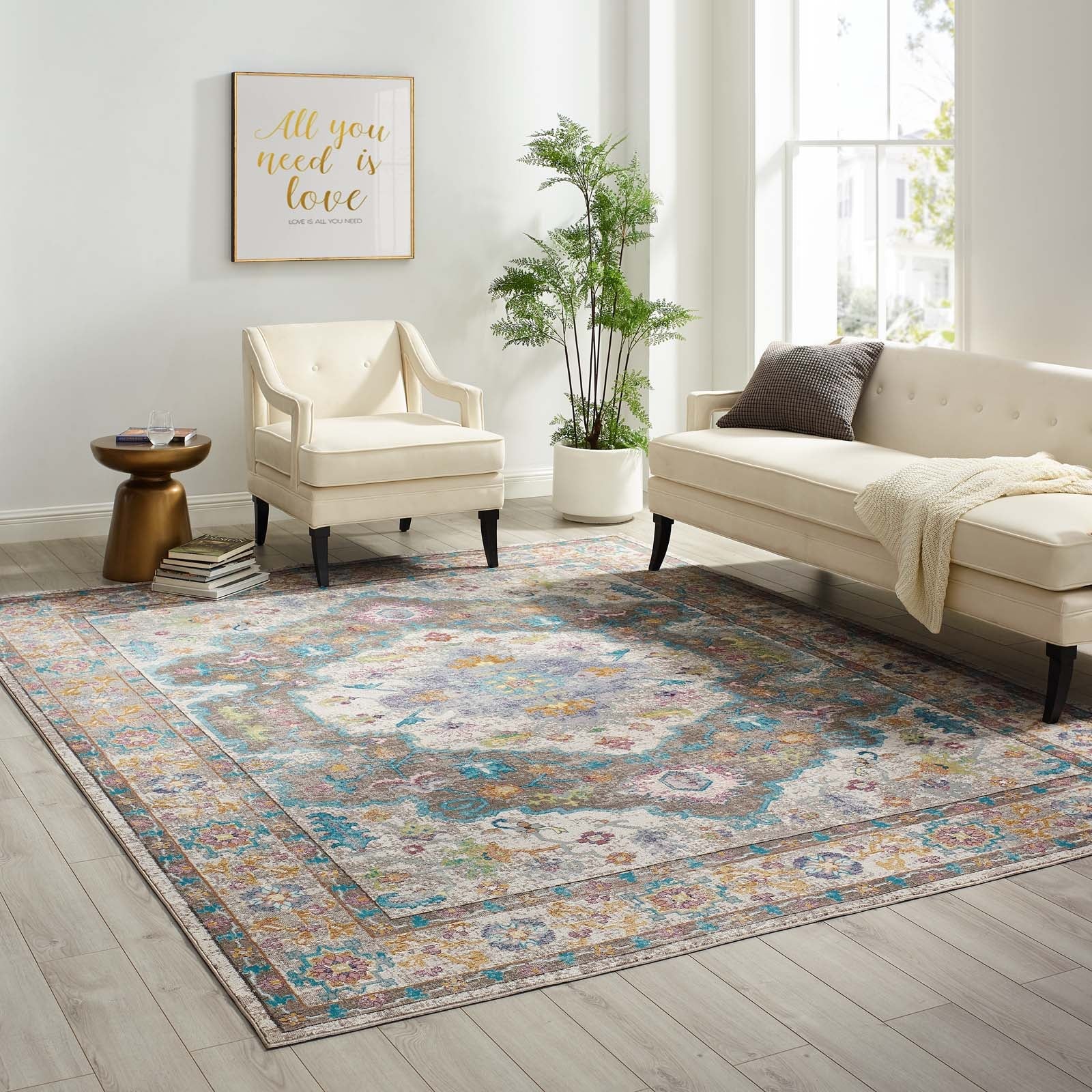Success Anisah Distressed Floral Vintage Medallion Area Rug by Modway