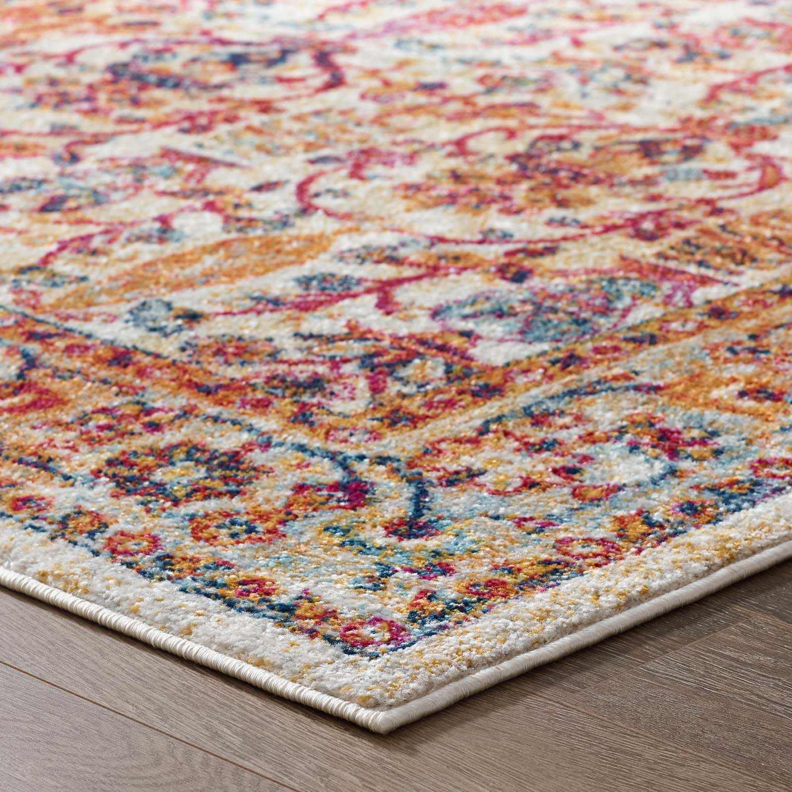 Entourage Jessa Distressed Vintage Floral Lattice Area Rug by Modway