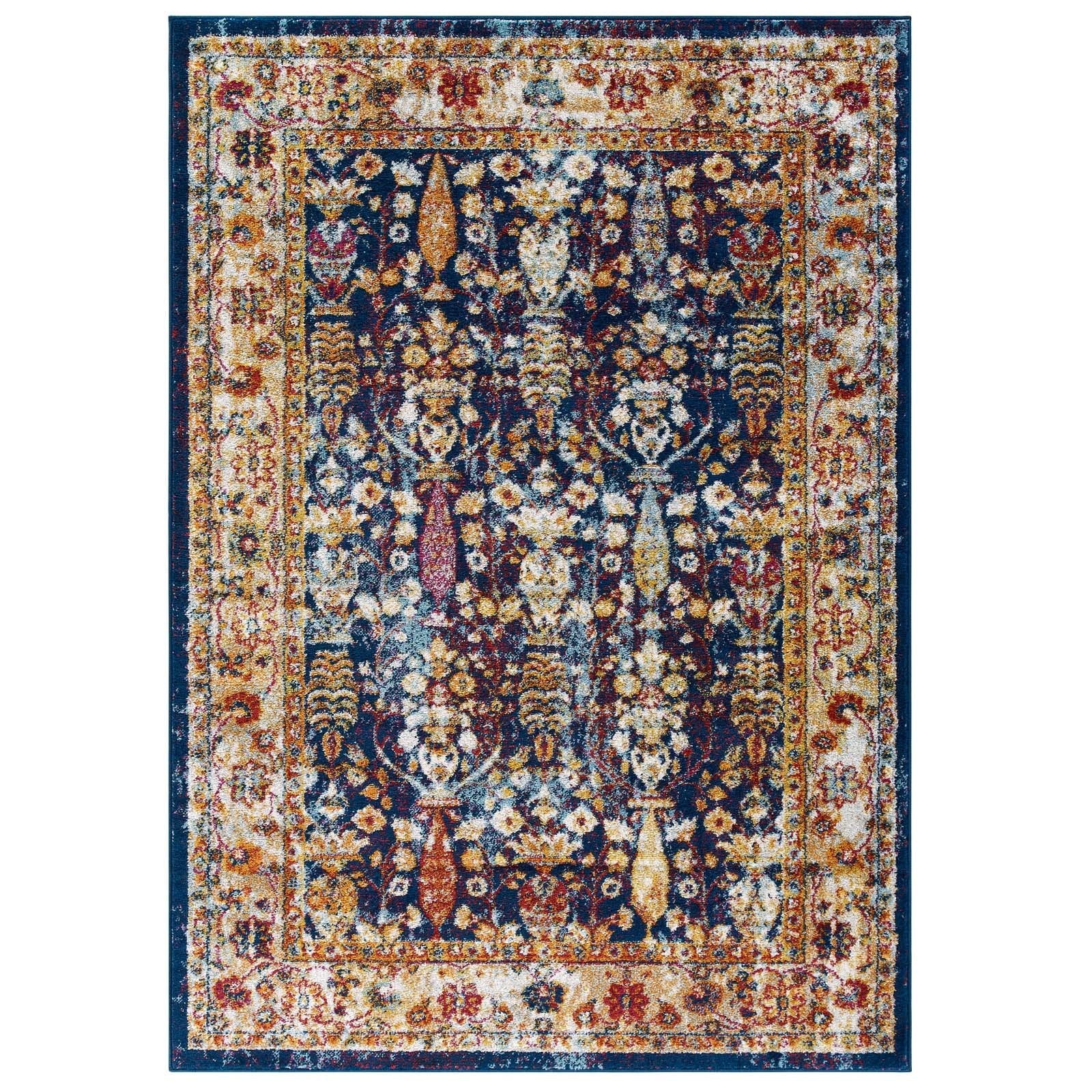 Entourage Jessa Distressed Vintage Floral Lattice Area Rug by Modway