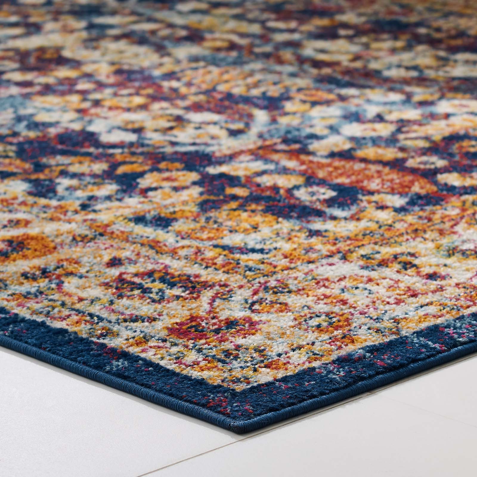 Entourage Jessa Distressed Vintage Floral Lattice Area Rug by Modway