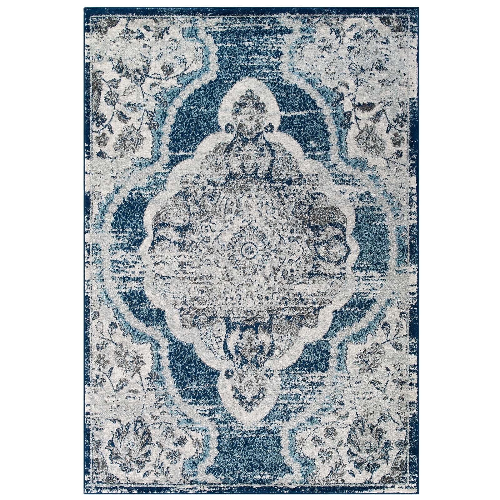 Entourage Malia Distressed Vintage Floral Vintage Medallion Area Rug by Modway