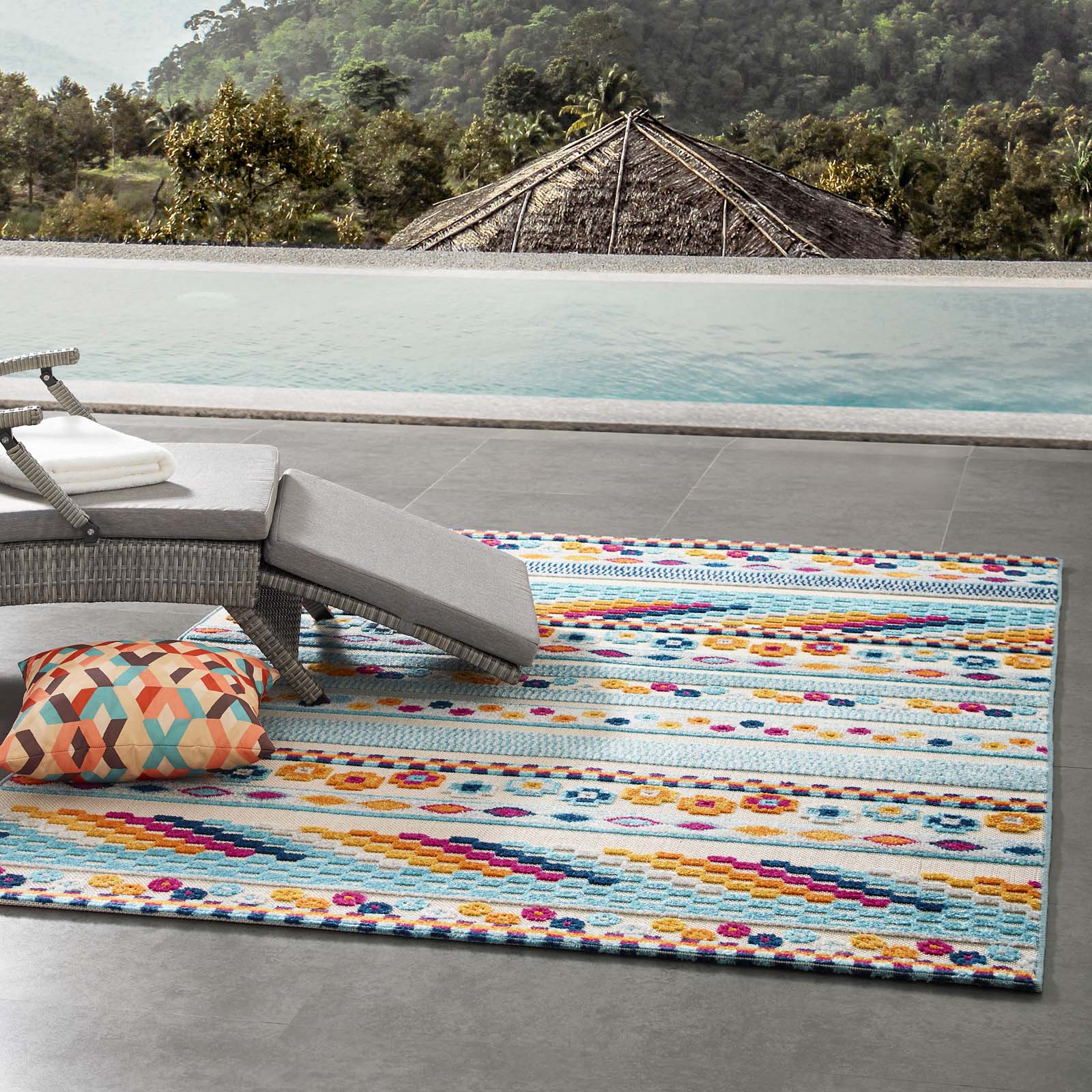 Reflect Cadhla Vintage Abstract Geometric Lattice Indoor and Outdoor Area Rug by Modway
