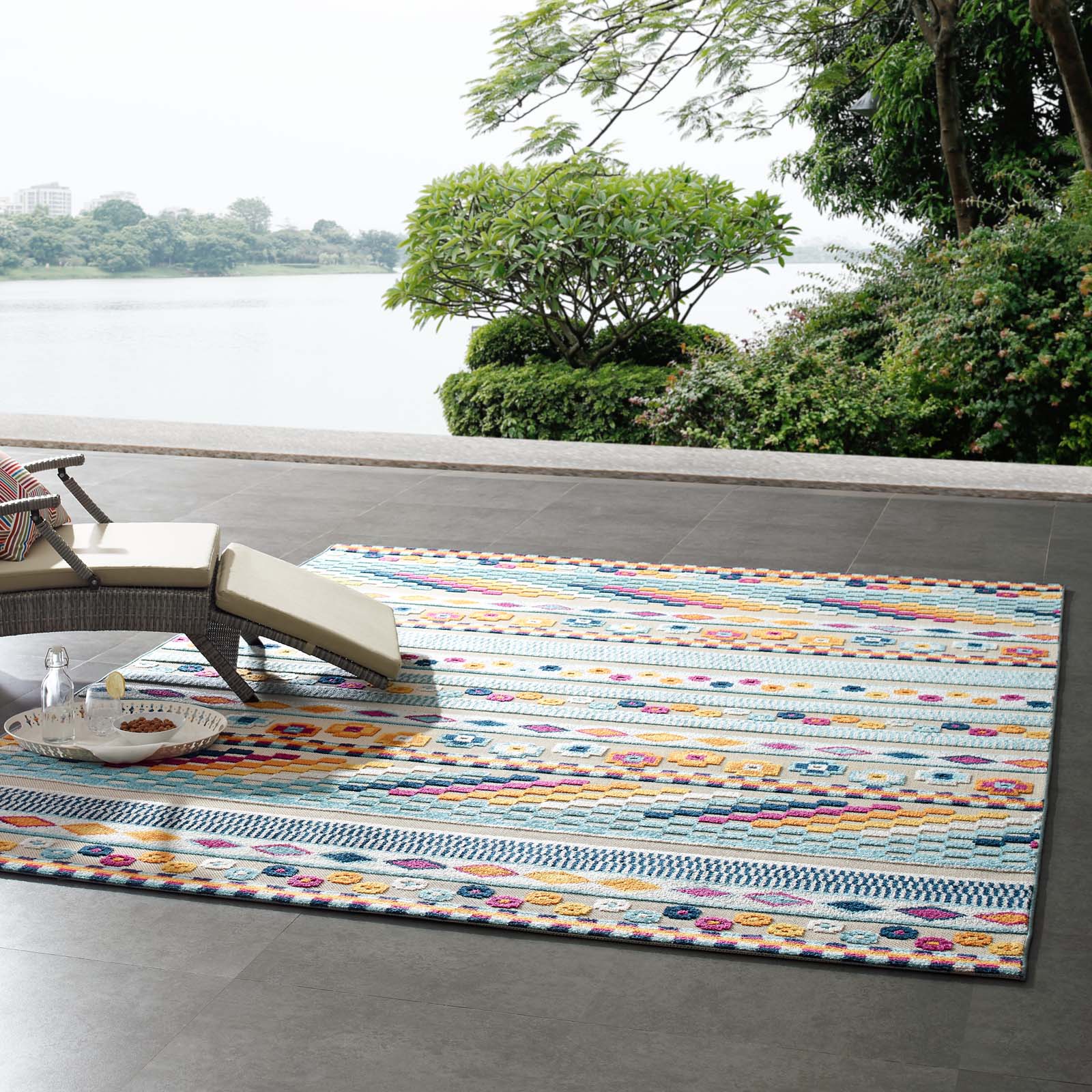 Reflect Cadhla Vintage Abstract Geometric Lattice Indoor and Outdoor Area Rug by Modway