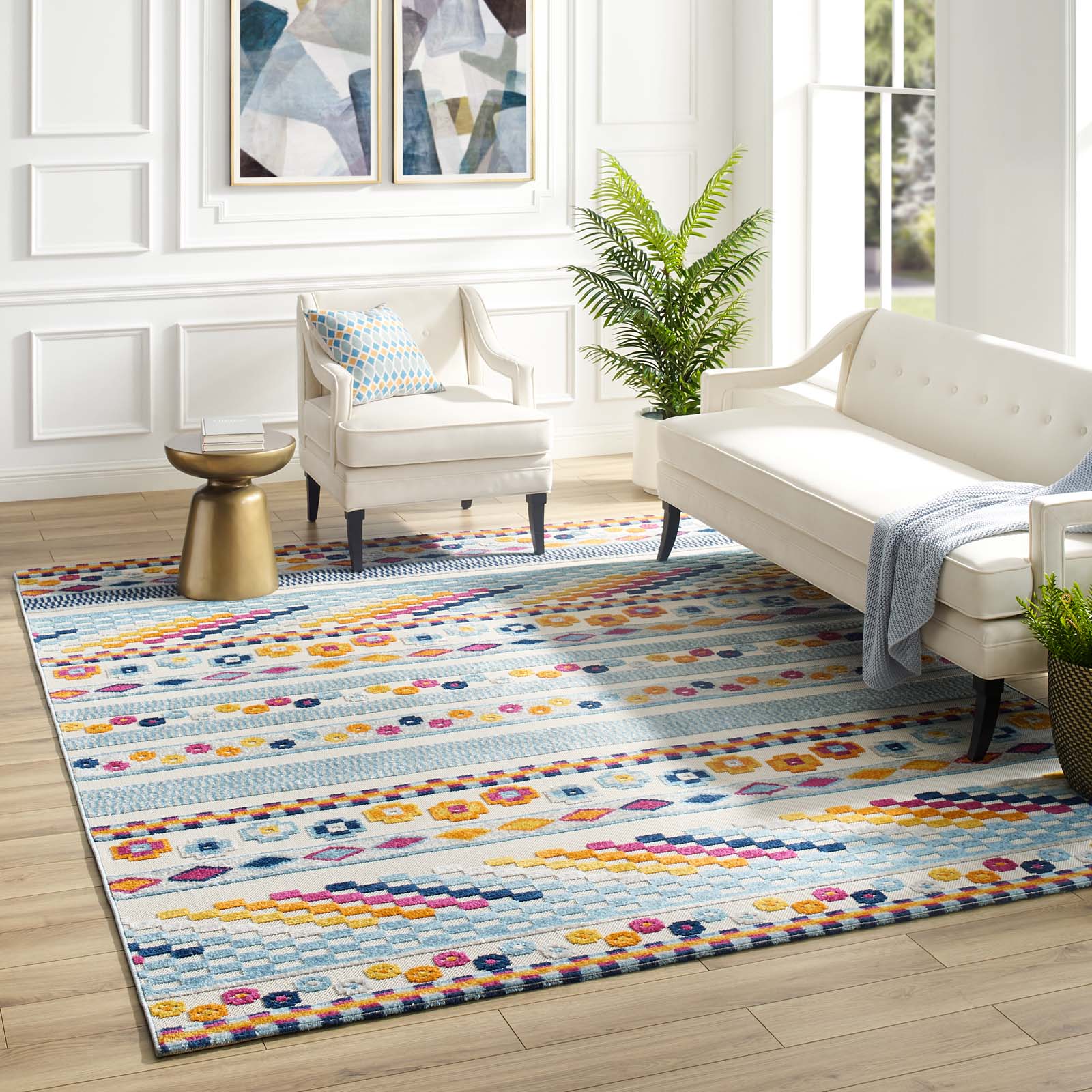 Reflect Cadhla Vintage Abstract Geometric Lattice Indoor and Outdoor Area Rug by Modway