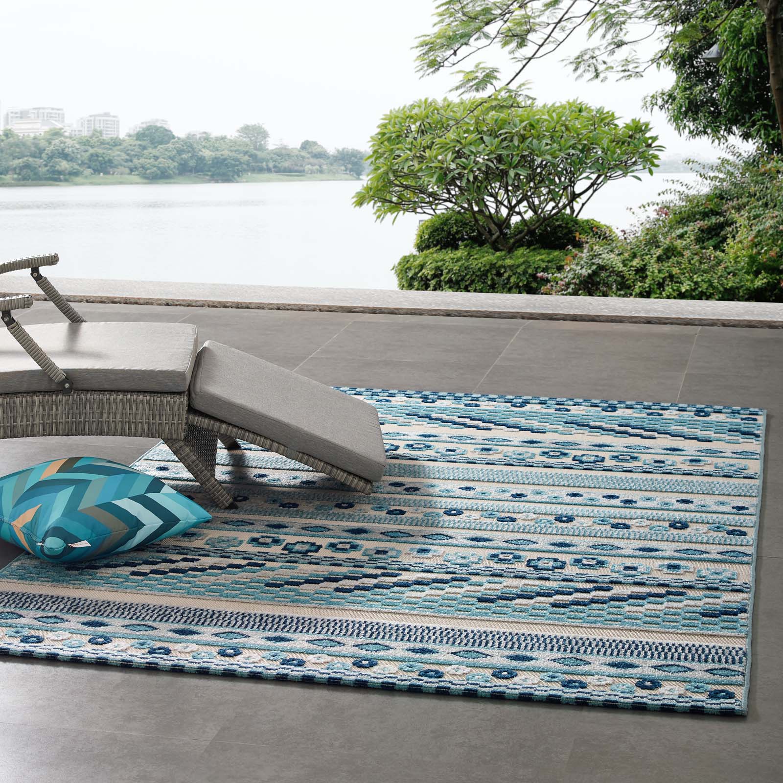 Reflect Cadhla Vintage Abstract Geometric Lattice Indoor and Outdoor Area Rug by Modway