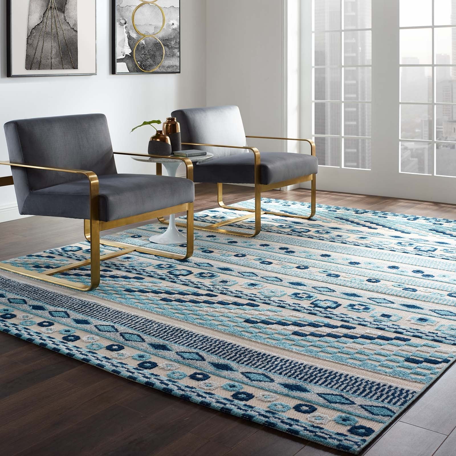 Reflect Cadhla Vintage Abstract Geometric Lattice Indoor and Outdoor Area Rug by Modway