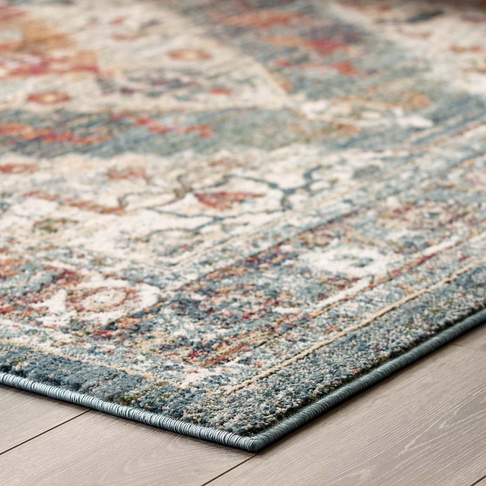 Tribute Camellia Distressed Vintage Floral Vintage Medallion Area Rug by Modway