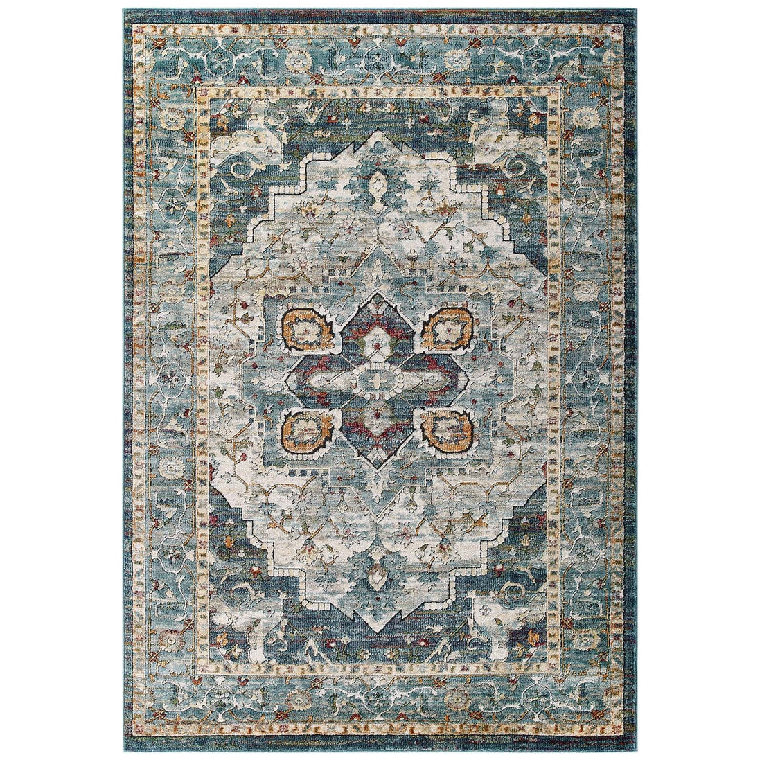 Tribute Diantha Distressed Vintage Floral Vintage Medallion Area Rug by Modway