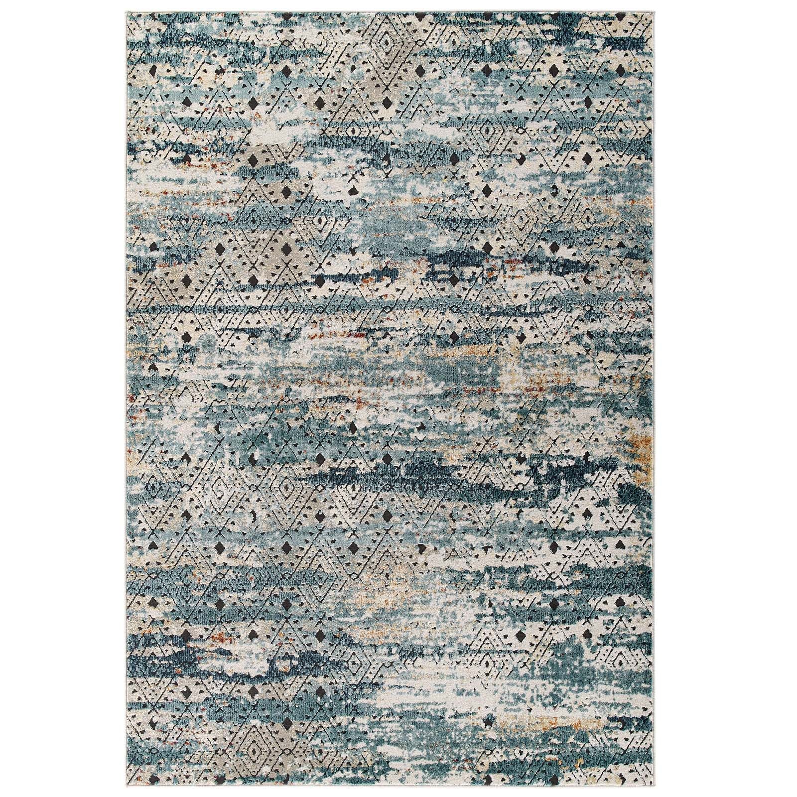 Tribute Eisley Rustic Distressed Transitional Diamond Lattice Area Rug by Modway