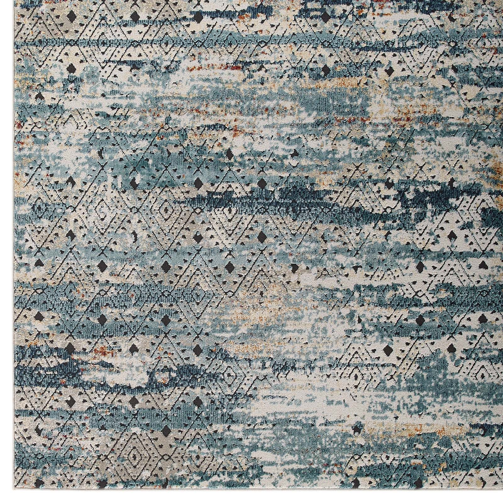 Tribute Eisley Rustic Distressed Transitional Diamond Lattice Area Rug by Modway