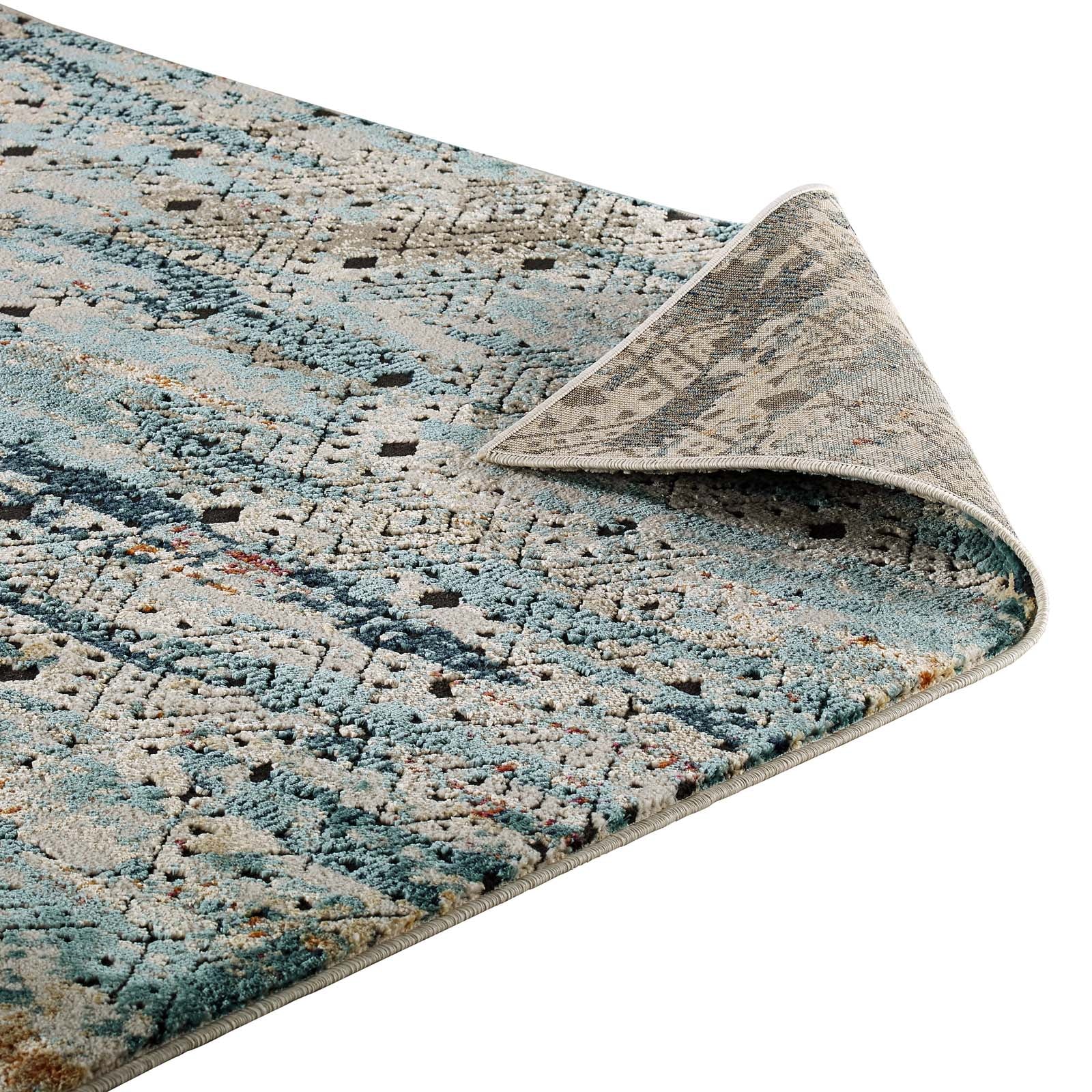 Tribute Eisley Rustic Distressed Transitional Diamond Lattice Area Rug by Modway