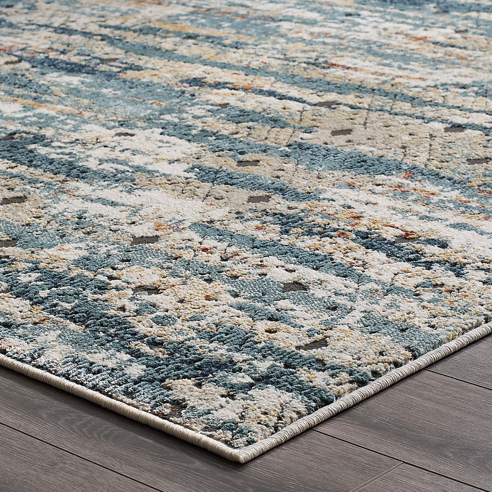 Tribute Eisley Rustic Distressed Transitional Diamond Lattice Area Rug by Modway