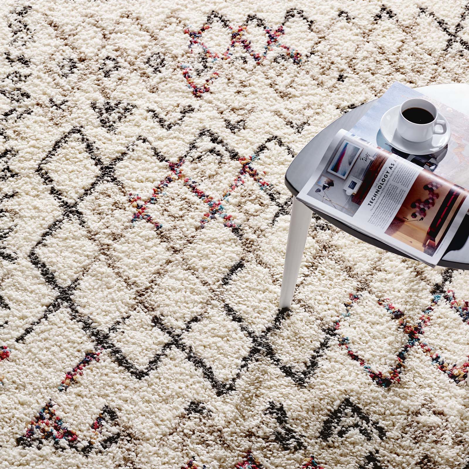 Skadi Rainbow Diamond Shag Area Rug by Modway