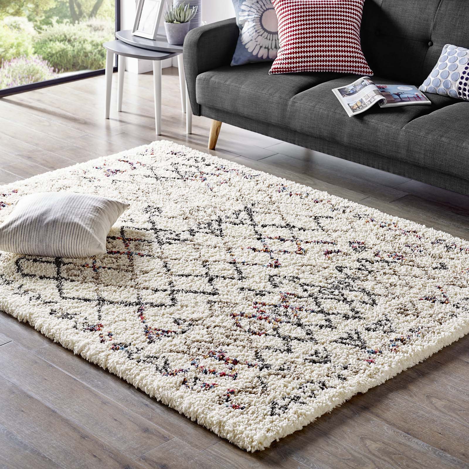 Skadi Rainbow Diamond Shag Area Rug by Modway