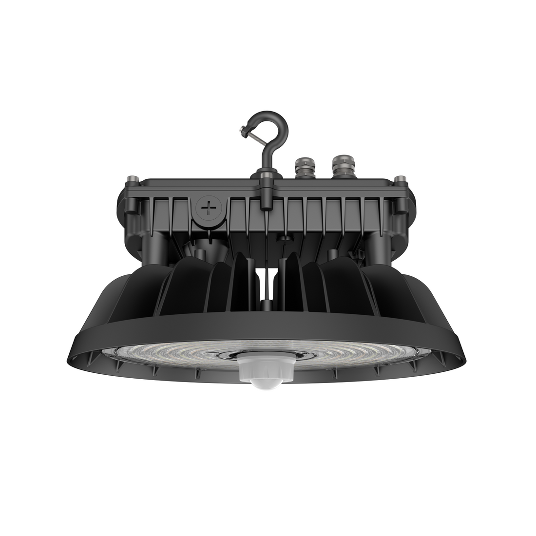UFO LED High Bay Light 240W/270W/310W Wattage Adjustable, 4000/5000K CCT Changeable, 47430LM, 0-10V Dim, With sensor base, 120-277VAC DLC 5.1 Premium, Black, For Warehouse Workshop Factory Barn Garage Gymnasium Airport