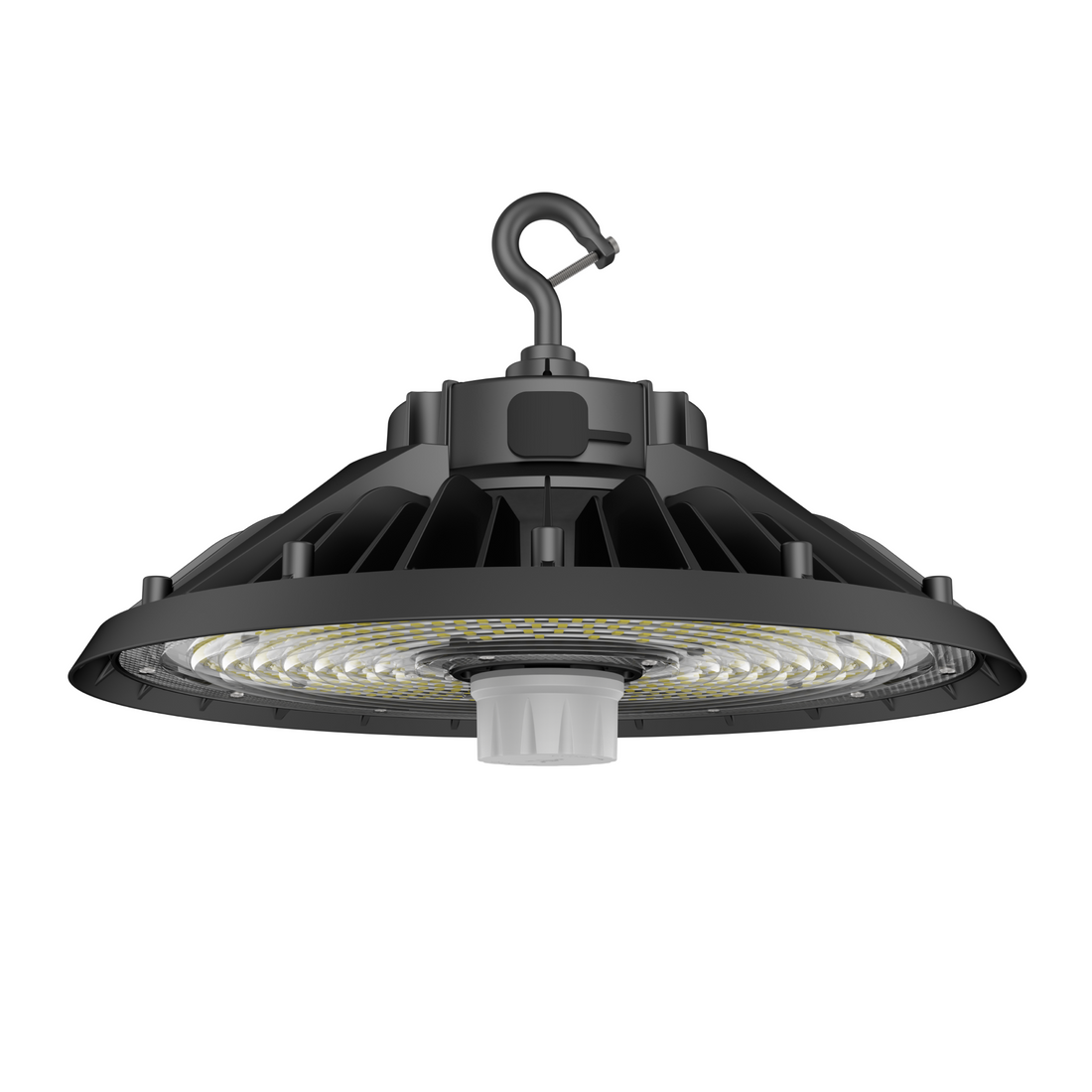 LED UFO High Bay Light 240W - 5000K - 36240Lumens 0-10V Dimmable - With sensor base, 277-480VAC DLC 5.1 Premium, Black