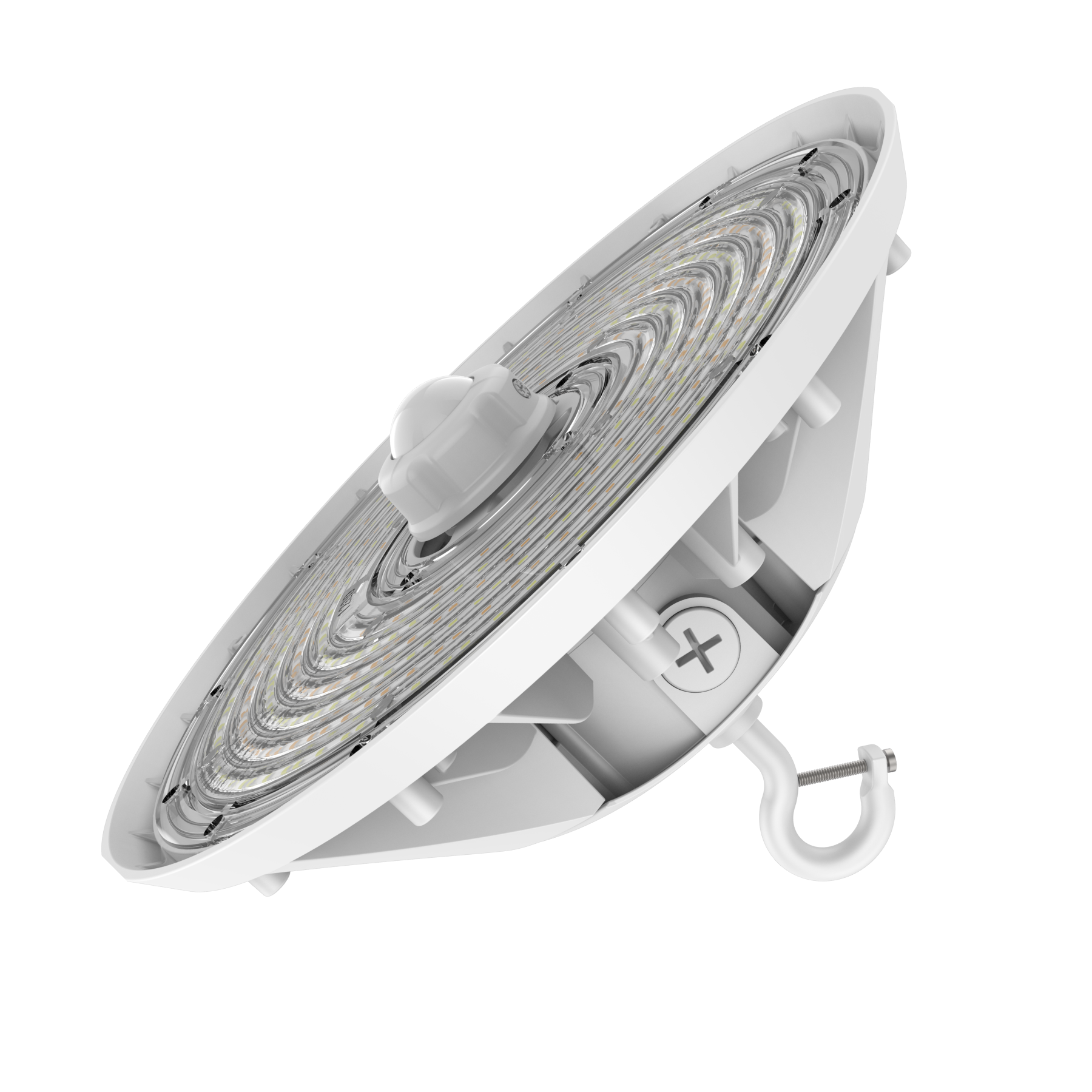 UFO LED High Bay Light 100W/120W/150W Wattage Adjustable, 4000/5000K CCT Changeable, 23100LM, 0-10V Dim, With Sensor Base, 120-277VAC DLC 5.1 Premium, White, For Warehouse Workshop Factory Barn Gymnasium