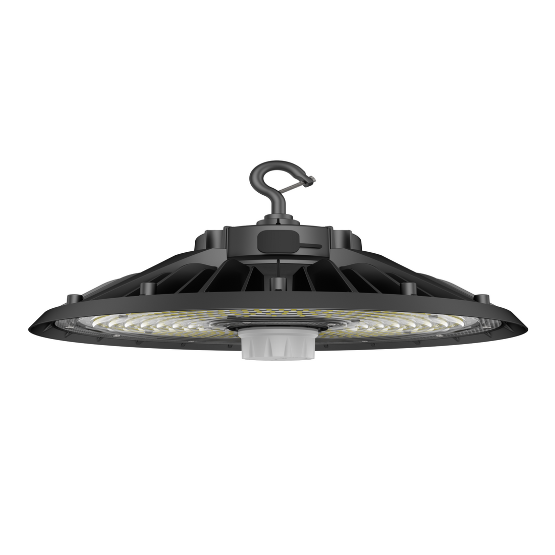 LED UFO High Bay Light 240W - 5000K - 36240Lumens 0-10V Dimmable - With sensor base, 277-480VAC DLC 5.1 Premium, Black