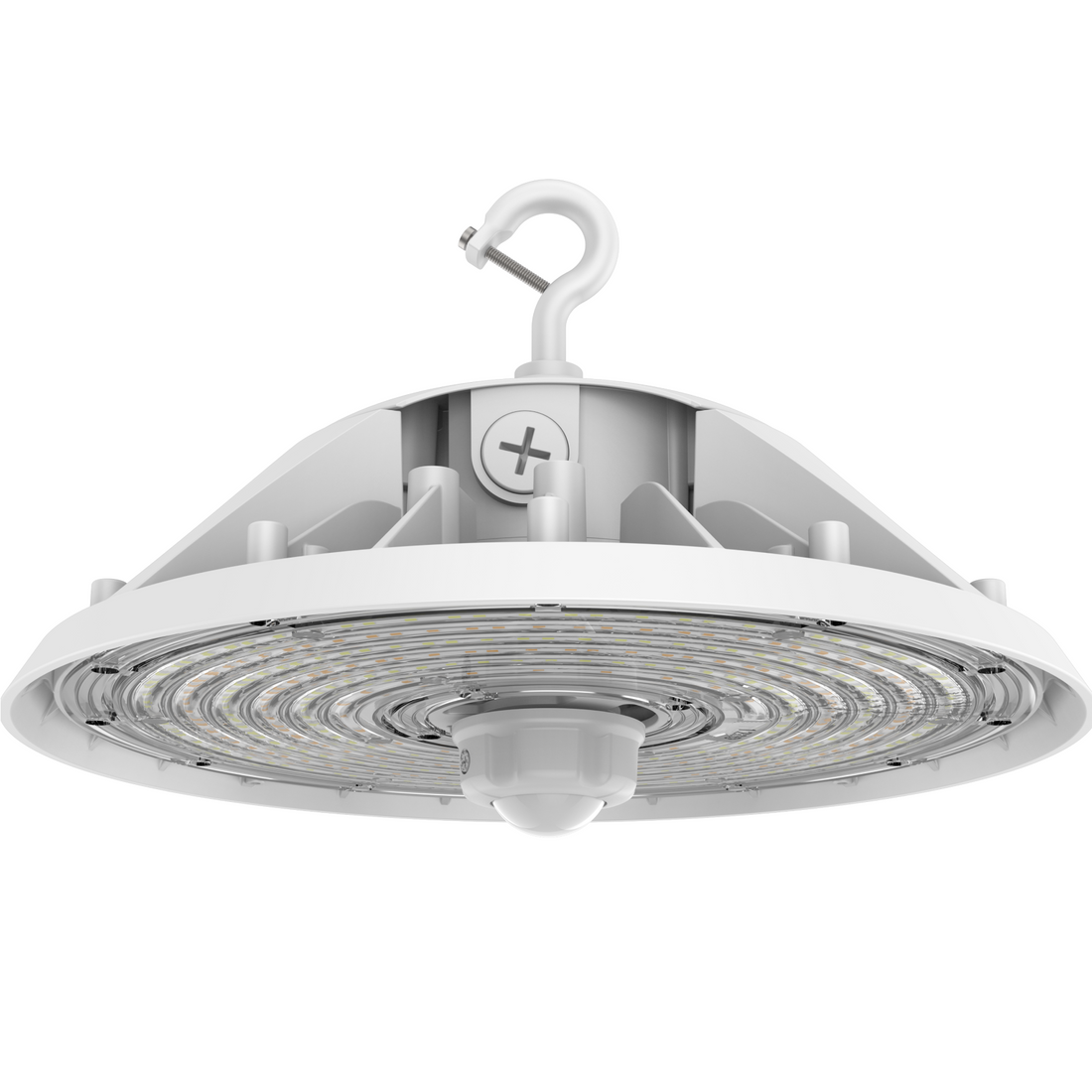 LED UFO High Bay Light 100W/120W/150W Wattage Adjustable - 4000/5000K - 23100Lumens 0-10V Dimmable, With sensor base,120-277VAC DLC 5.1 Premium, Bright White