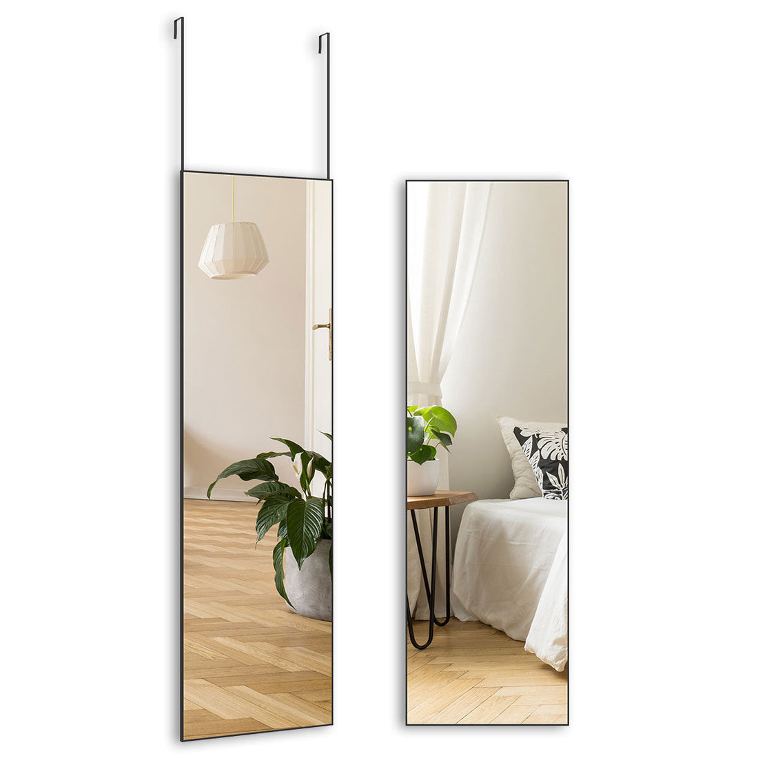 Door Mirror,Full Length Mirror Standing Wall Mirror Black Aluminum Long Body Mirror Full Size Floor Mirror