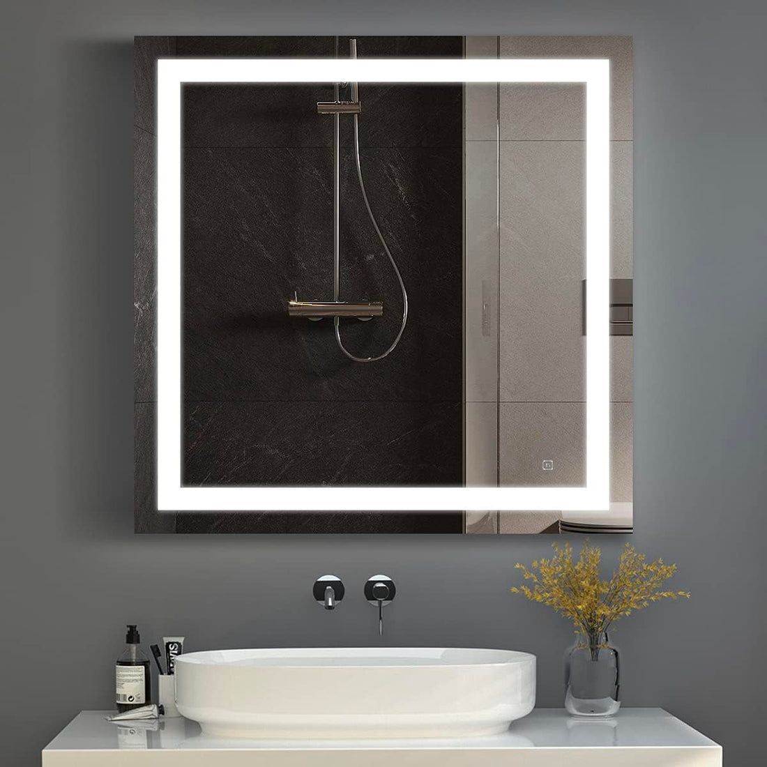 36 in. x 36 in. LED Vanity Mirror with Lights, Anti-Fog, CRI 90+, Makeup Mirror With Lights, Touch Switch Control, CCT Adjustable With Remembrance, LED Mirror for Bathroom, Inner Window Style