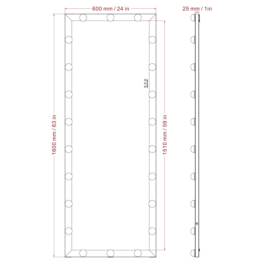 Full Length Lighted Vanity Mirror Standing Square Large Dressing Mirror with Lights Bedroom Floor Mirror Dressing Mirror Wall-Mounted Mirror