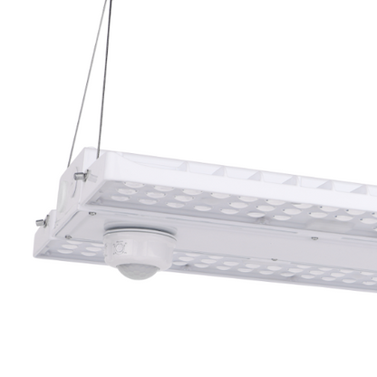 1.2FT LED Linear High Bay Light 90/105/130W Wattage Adjustable, 5000k - 20,020 Lumens , 0-10V Dimmable With sensor base, 120-277VAC Input Voltage - DLC 5.1 Premium, White