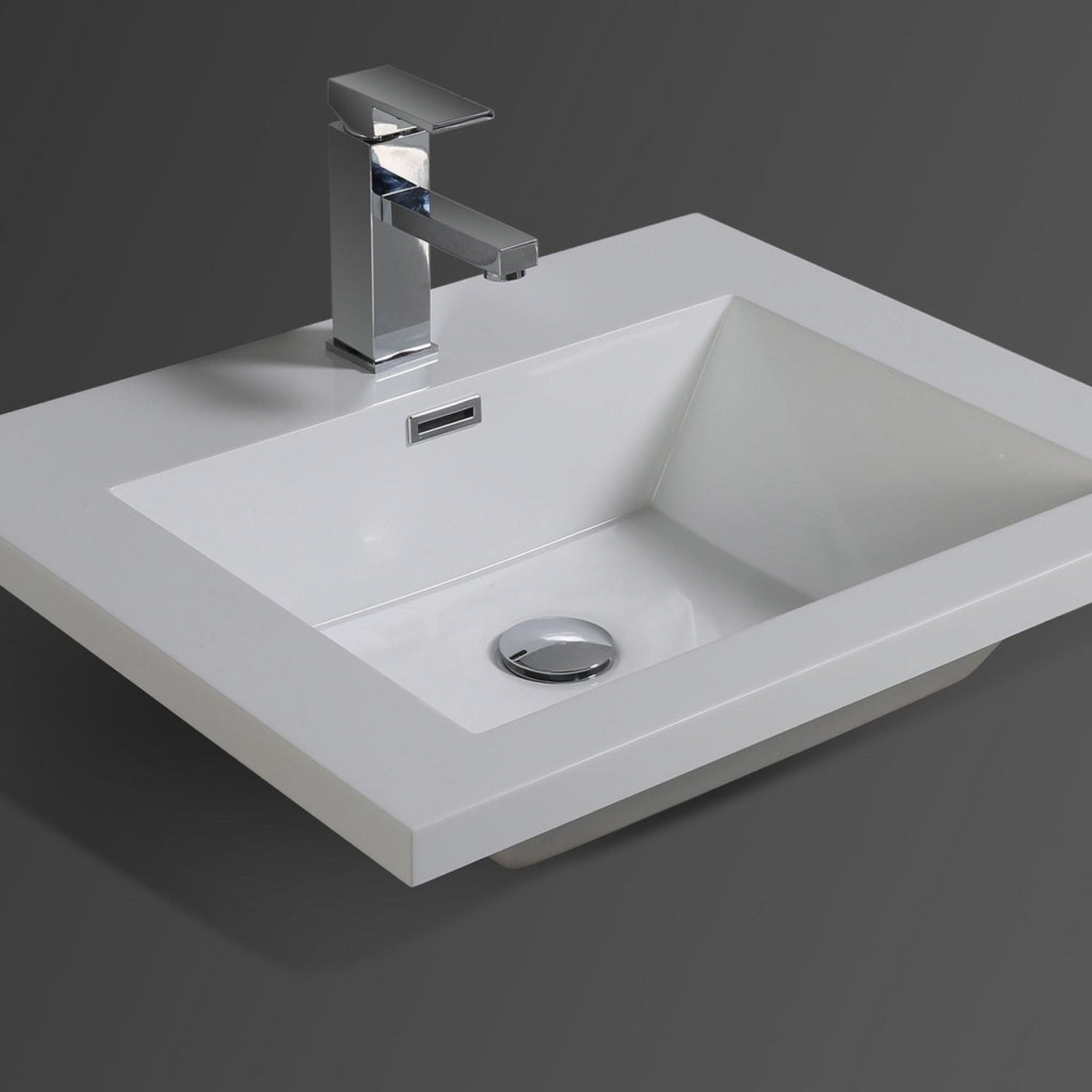 Boho Elegance 24" High Gloss Night Blue Wall-Mounted Vanity With Single Reinforced White Acrylic Sink