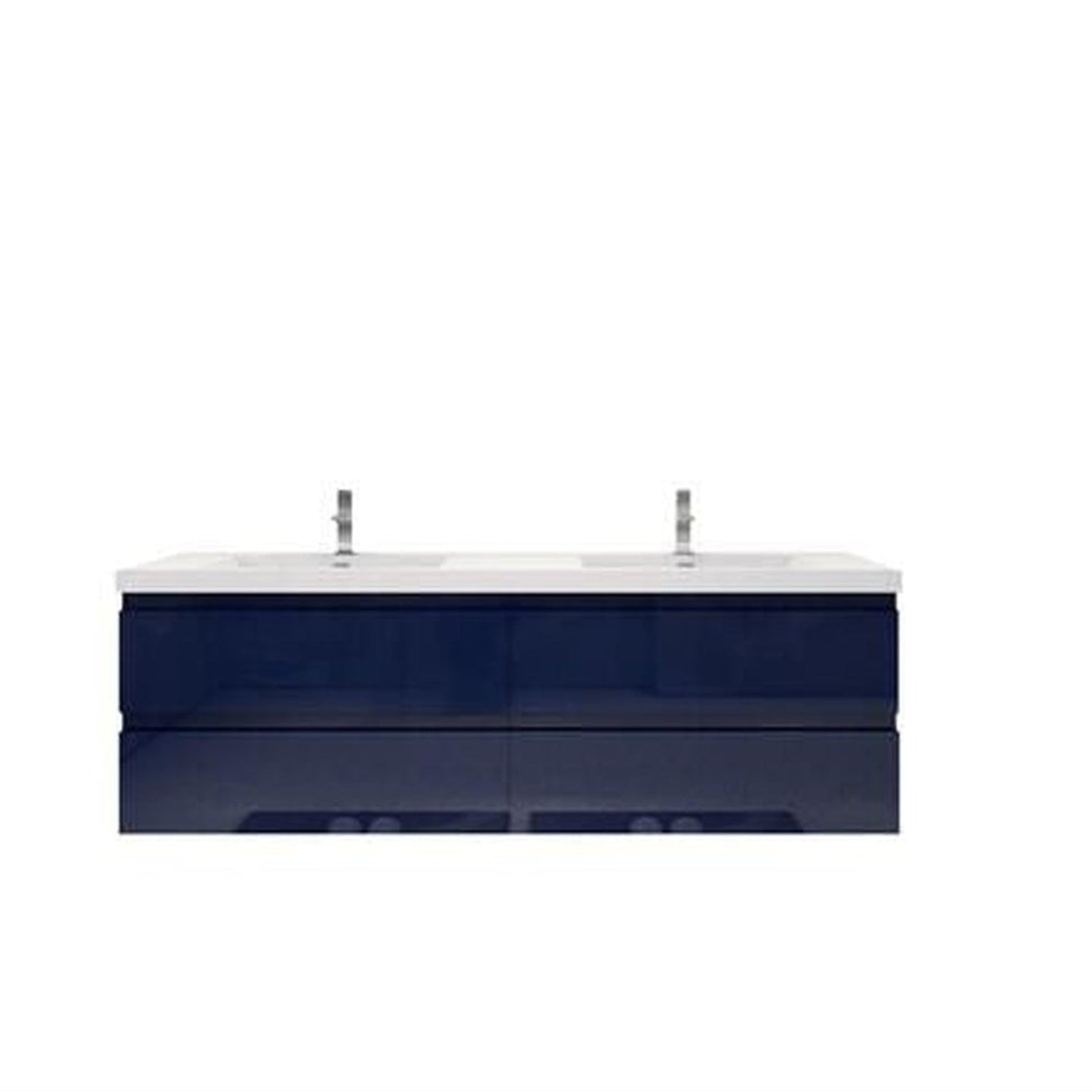 Boho Elegance 72" High Gloss Night Blue Wall-Mounted Vanity With Double Reinforced White Acrylic Sinks