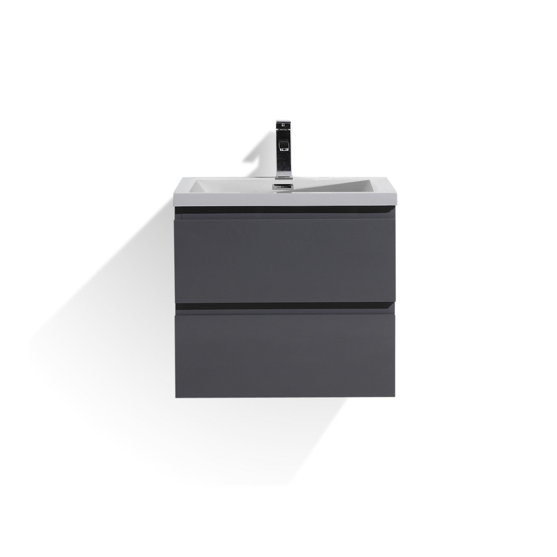 Boho Elegance 24" High Gloss Gray Wall-Mounted Vanity With Single Reinforced White Acrylic Sink