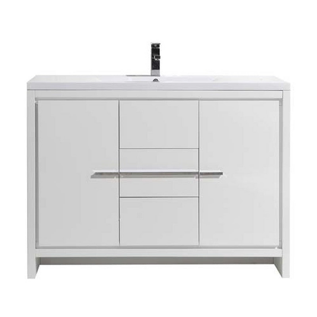 Amara 48" High Gloss White Freestanding Vanity With Single Reinforced White Acrylic Sink