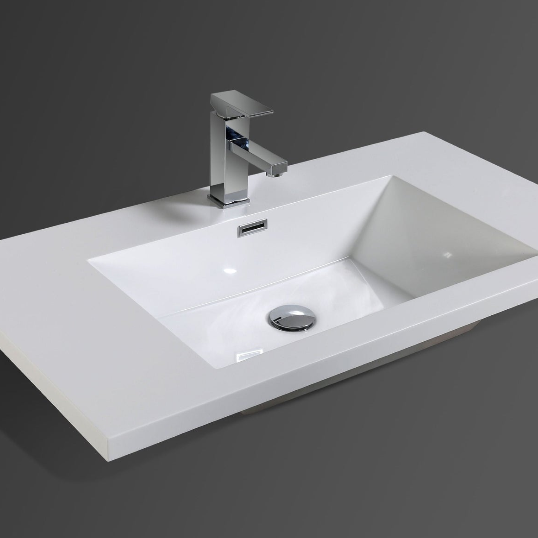 Boho Elegance 36" High Gloss Gray Wall-Mounted Vanity With Single Reinforced White Acrylic Sink