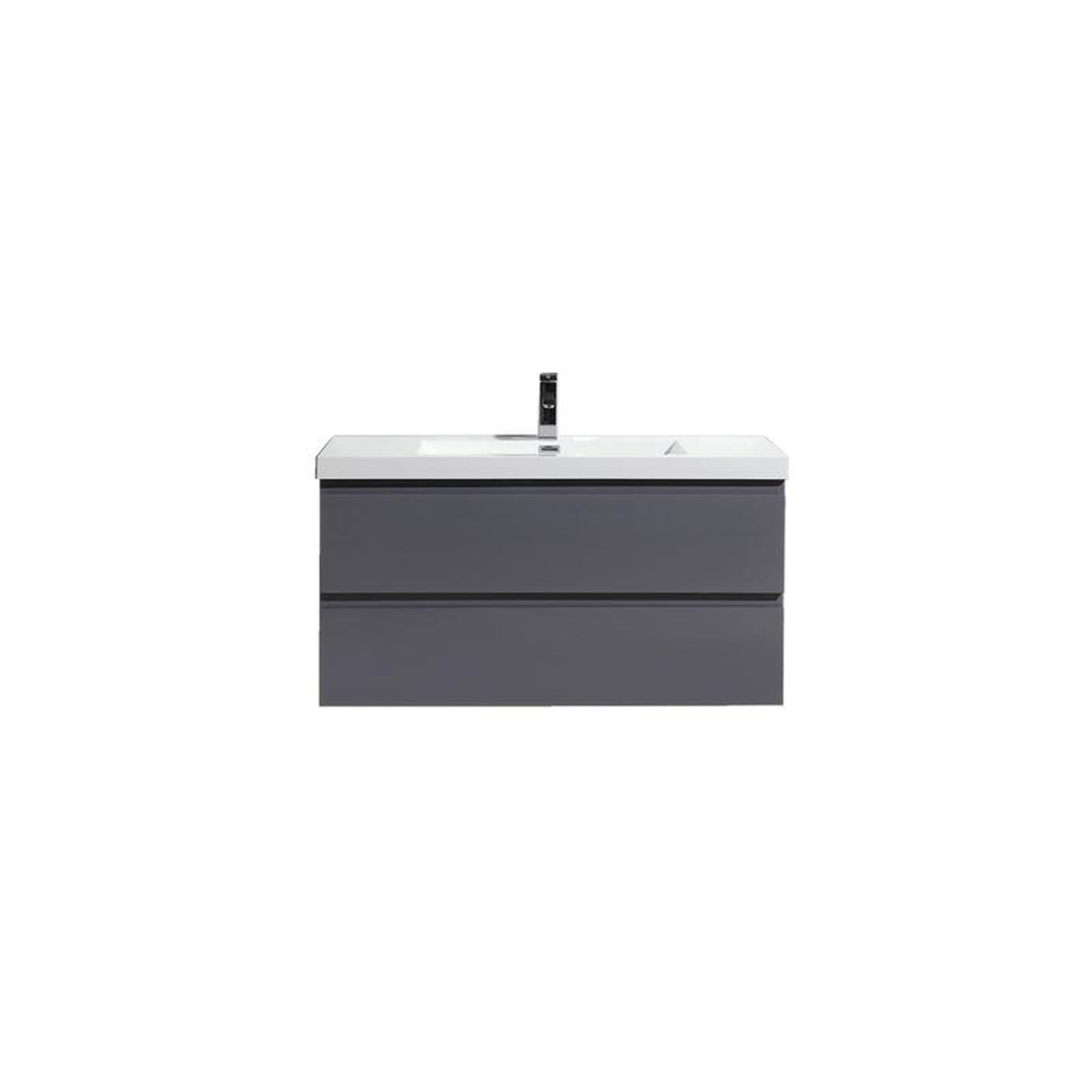 Boho Elegance 42" High Gloss Gray Wall-Mounted Vanity With Single Reinforced White Acrylic Sink