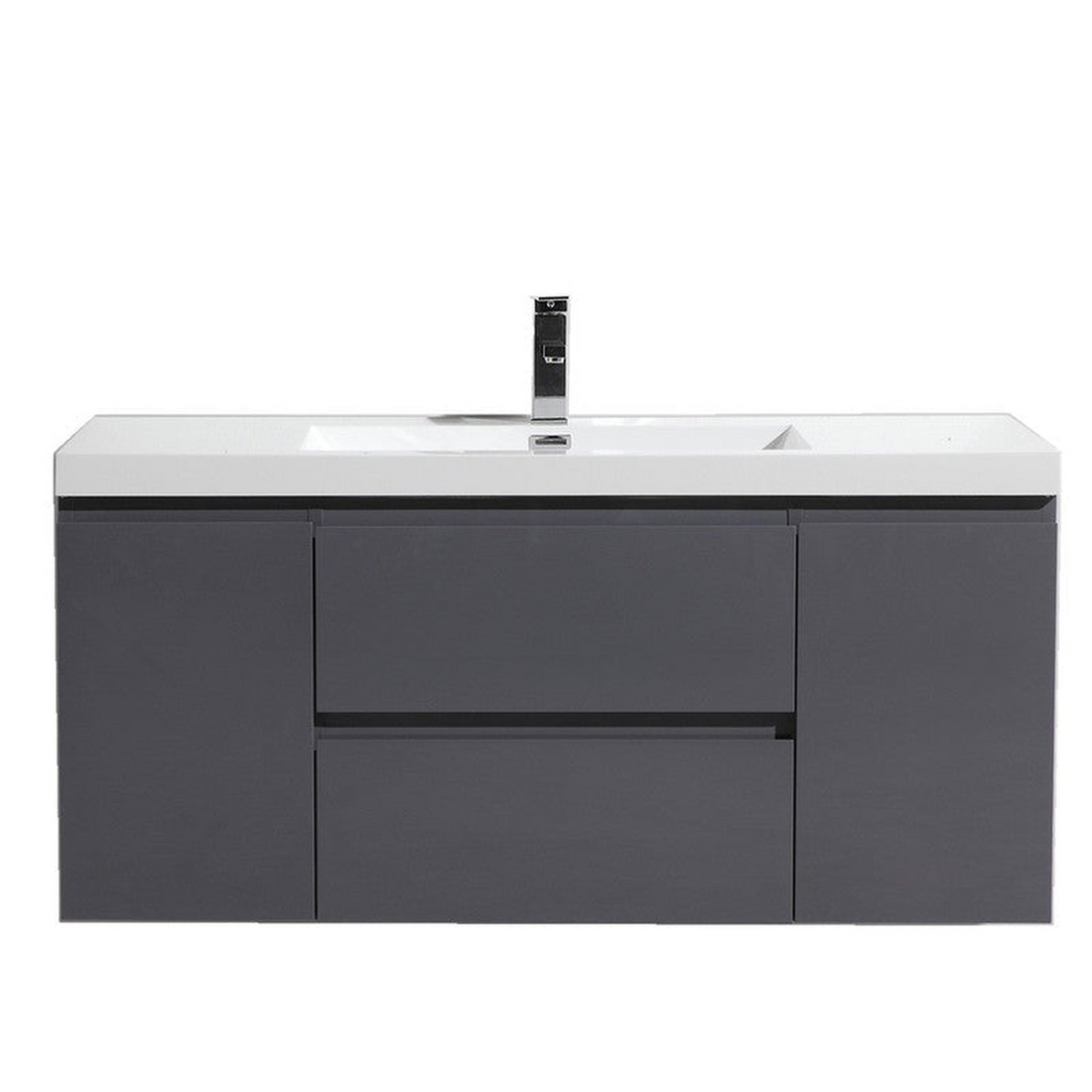 Boho Elegance 48" High Gloss Gray Wall-Mounted Vanity With Single Reinforced White Acrylic Sink