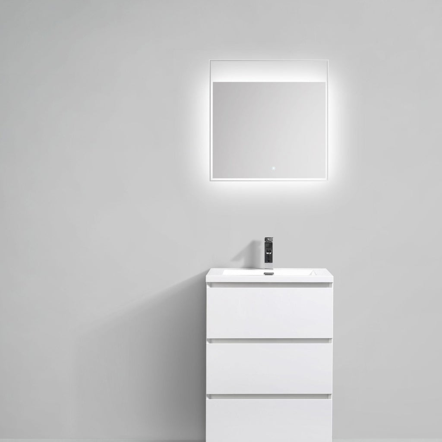 Elysian 24" High Gloss White Freestanding Vanity With Single Reinforced White Acrylic Sink