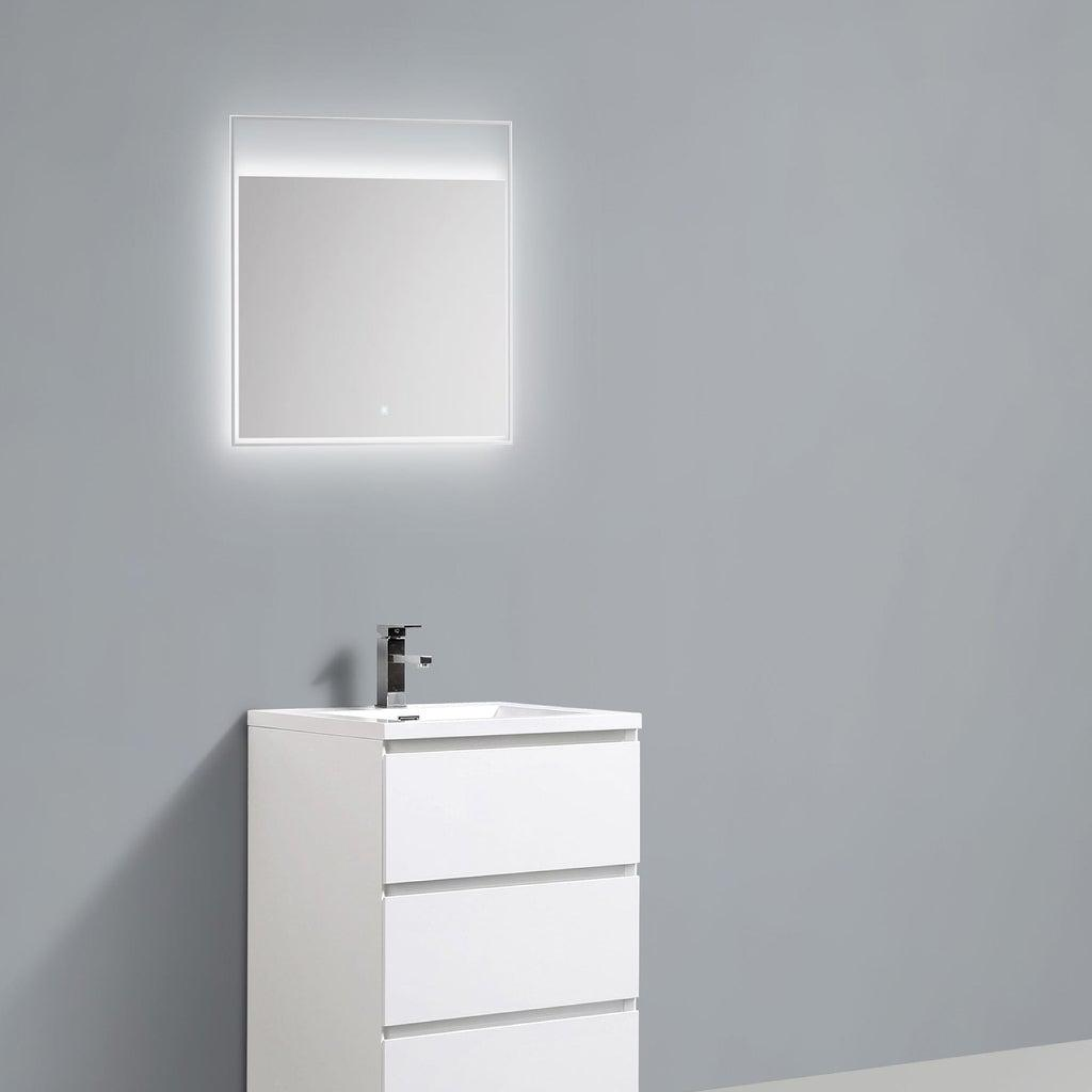 Elysian 24" High Gloss White Freestanding Vanity With Single Reinforced White Acrylic Sink