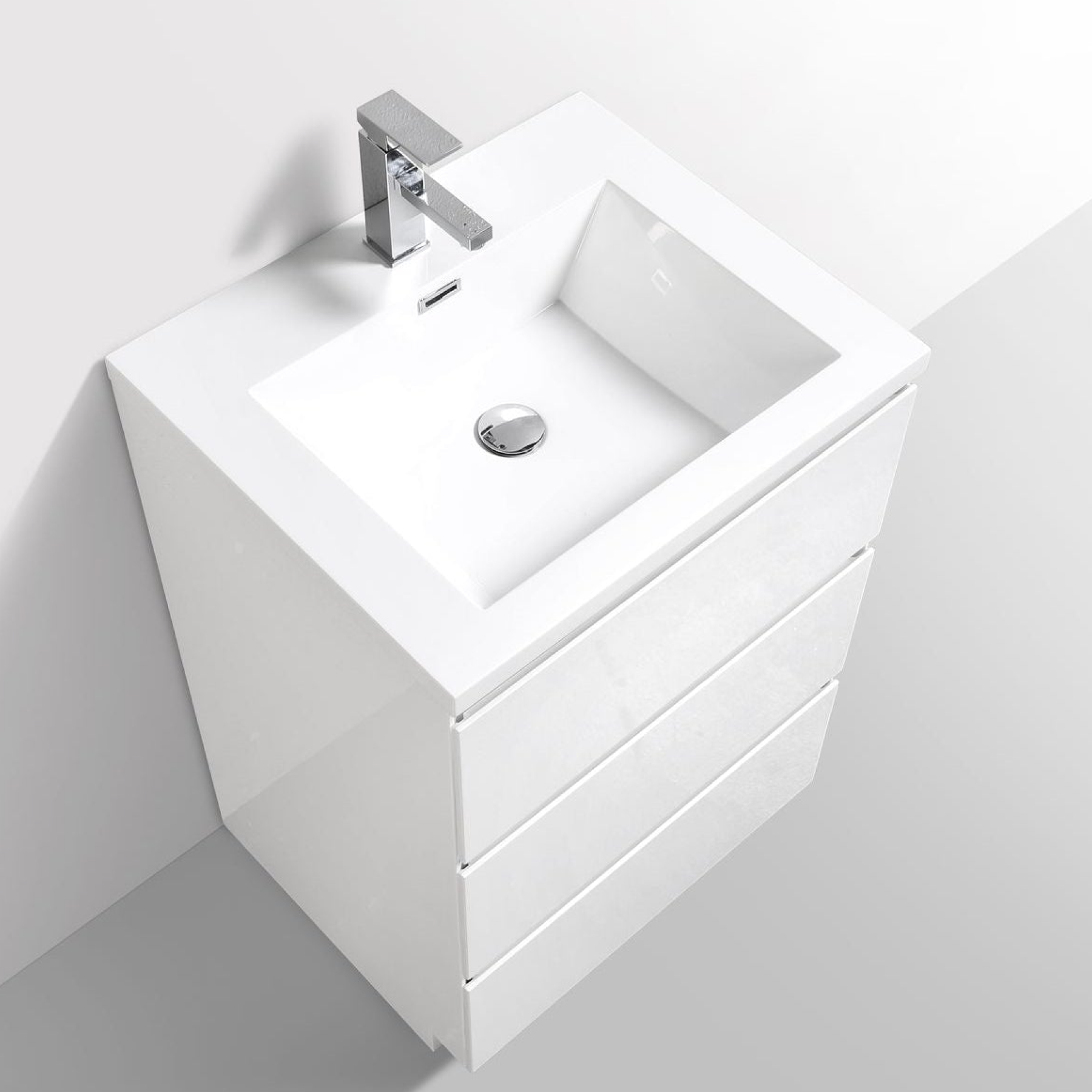 Elysian 24" High Gloss White Freestanding Vanity With Single Reinforced White Acrylic Sink