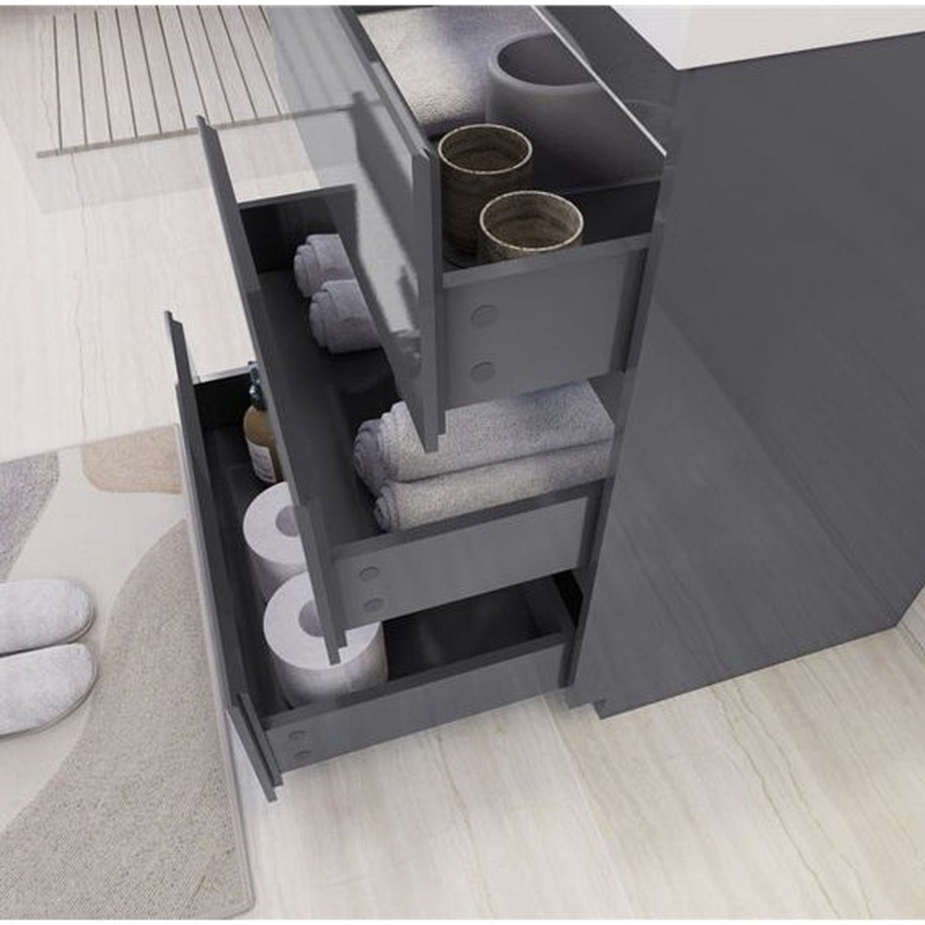 Elysian 24" High Gloss Gray Freestanding Vanity With Single Reinforced White Acrylic Sink