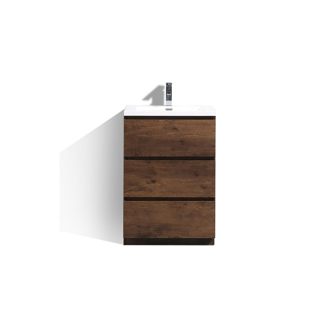 Elysian 24" Rosewood Freestanding Vanity With Single Reinforced White Acrylic Sink