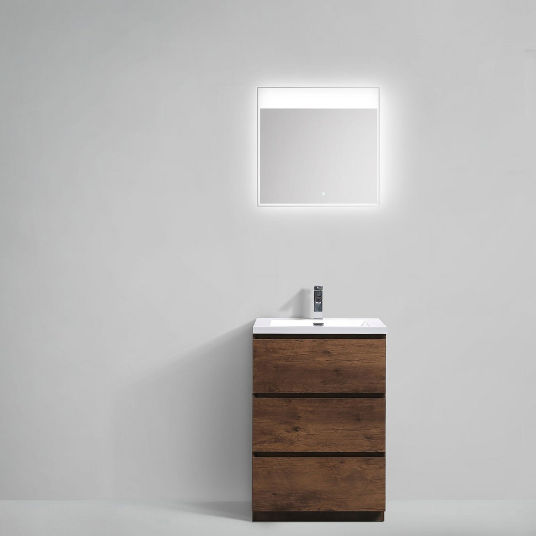 Elysian 24" Rosewood Freestanding Vanity With Single Reinforced White Acrylic Sink