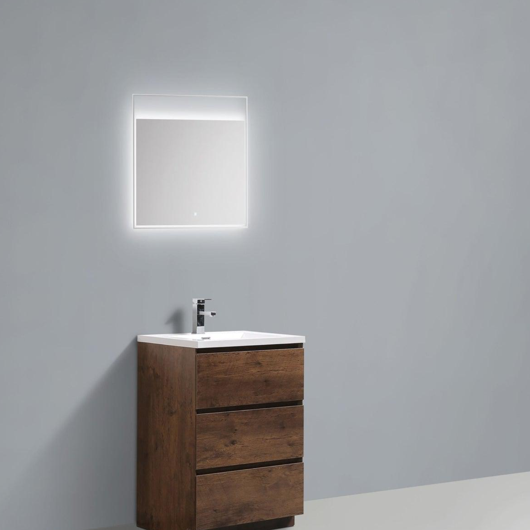 Elysian 24" Rosewood Freestanding Vanity With Single Reinforced White Acrylic Sink