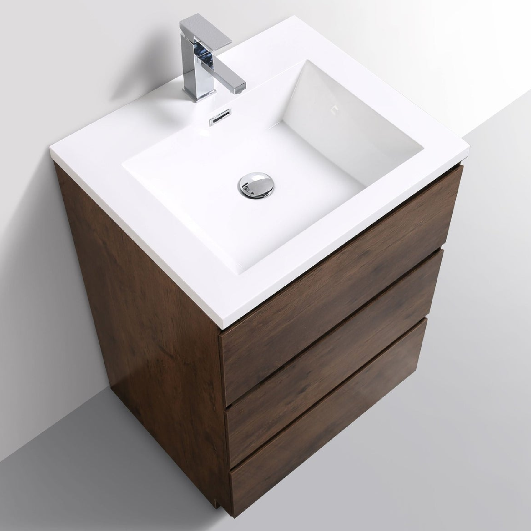 Elysian 24" Rosewood Freestanding Vanity With Single Reinforced White Acrylic Sink