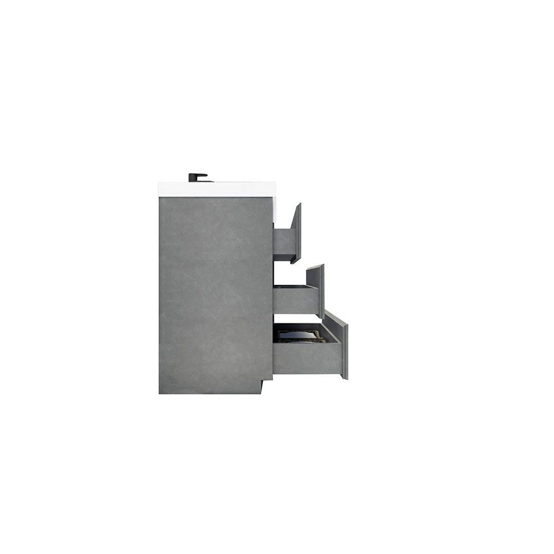 Elysian 24" Cement Gray Freestanding Vanity With Single Reinforced White Acrylic Sink