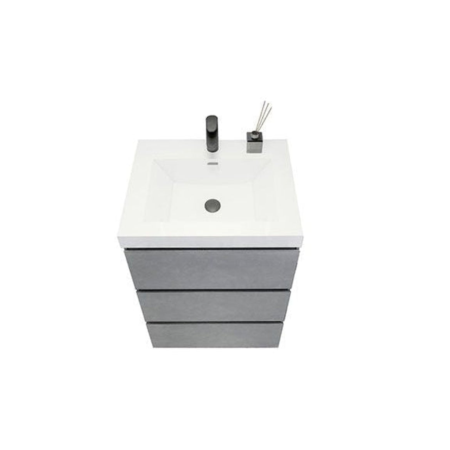 Elysian 24" Cement Gray Freestanding Vanity With Single Reinforced White Acrylic Sink
