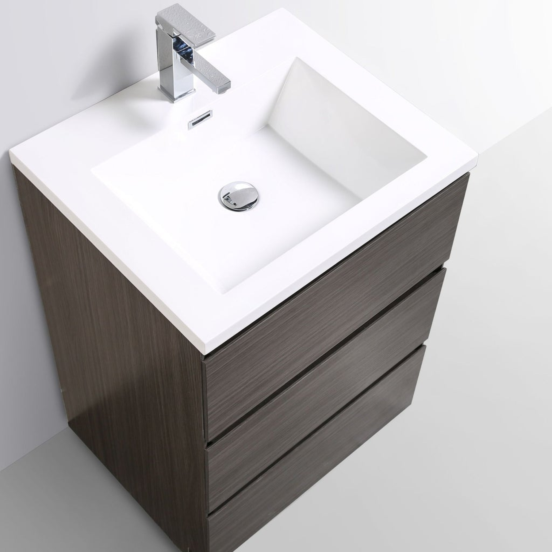 Elysian 24" Dark Gray Oak Freestanding Vanity With Single Reinforced White Acrylic Sink