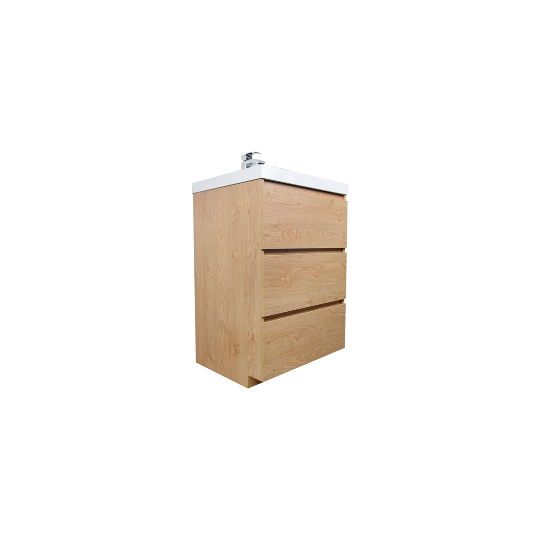 Elysian 24" New England Oak Freestanding Vanity With Single Reinforced White Acrylic Sink