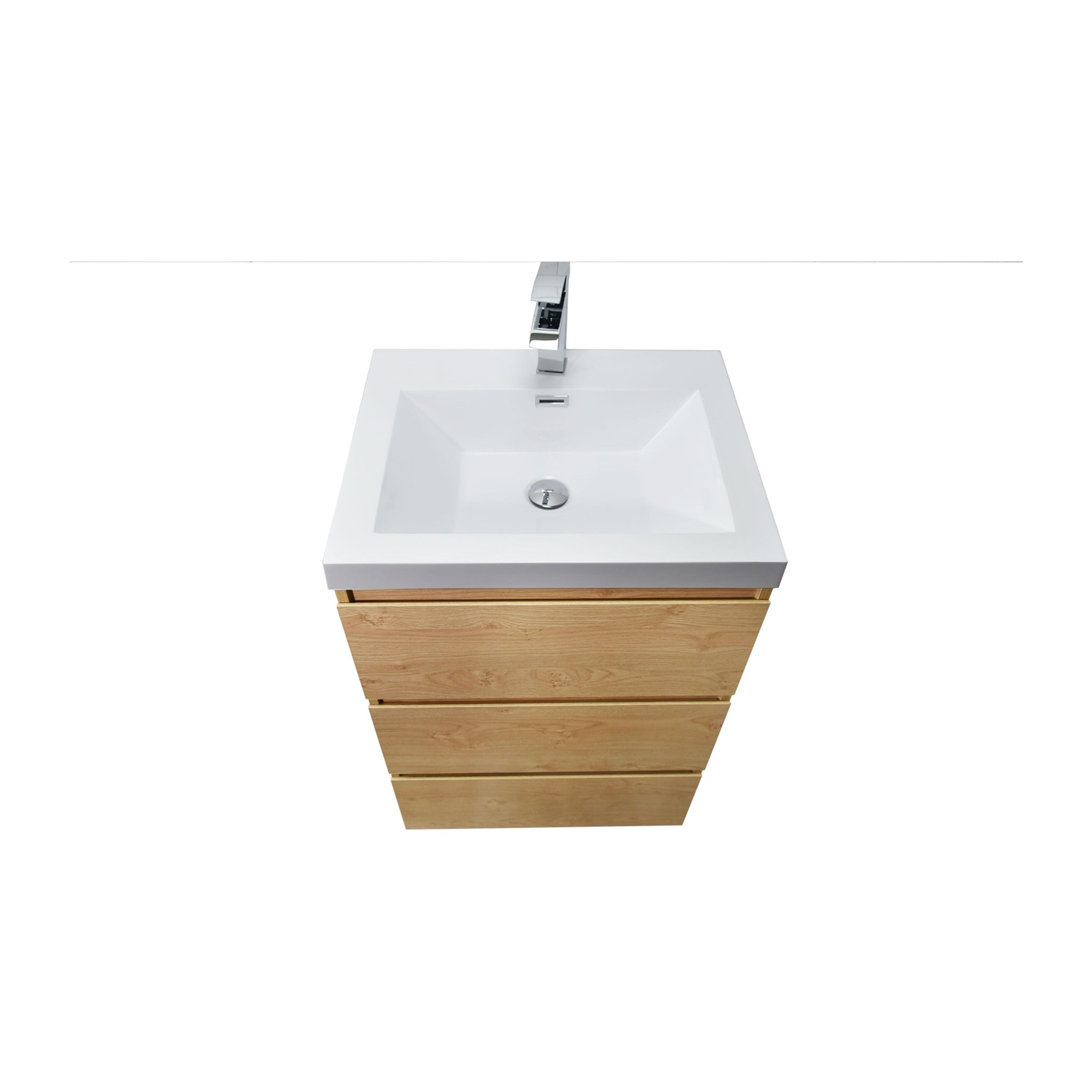 Elysian 24" New England Oak Freestanding Vanity With Single Reinforced White Acrylic Sink